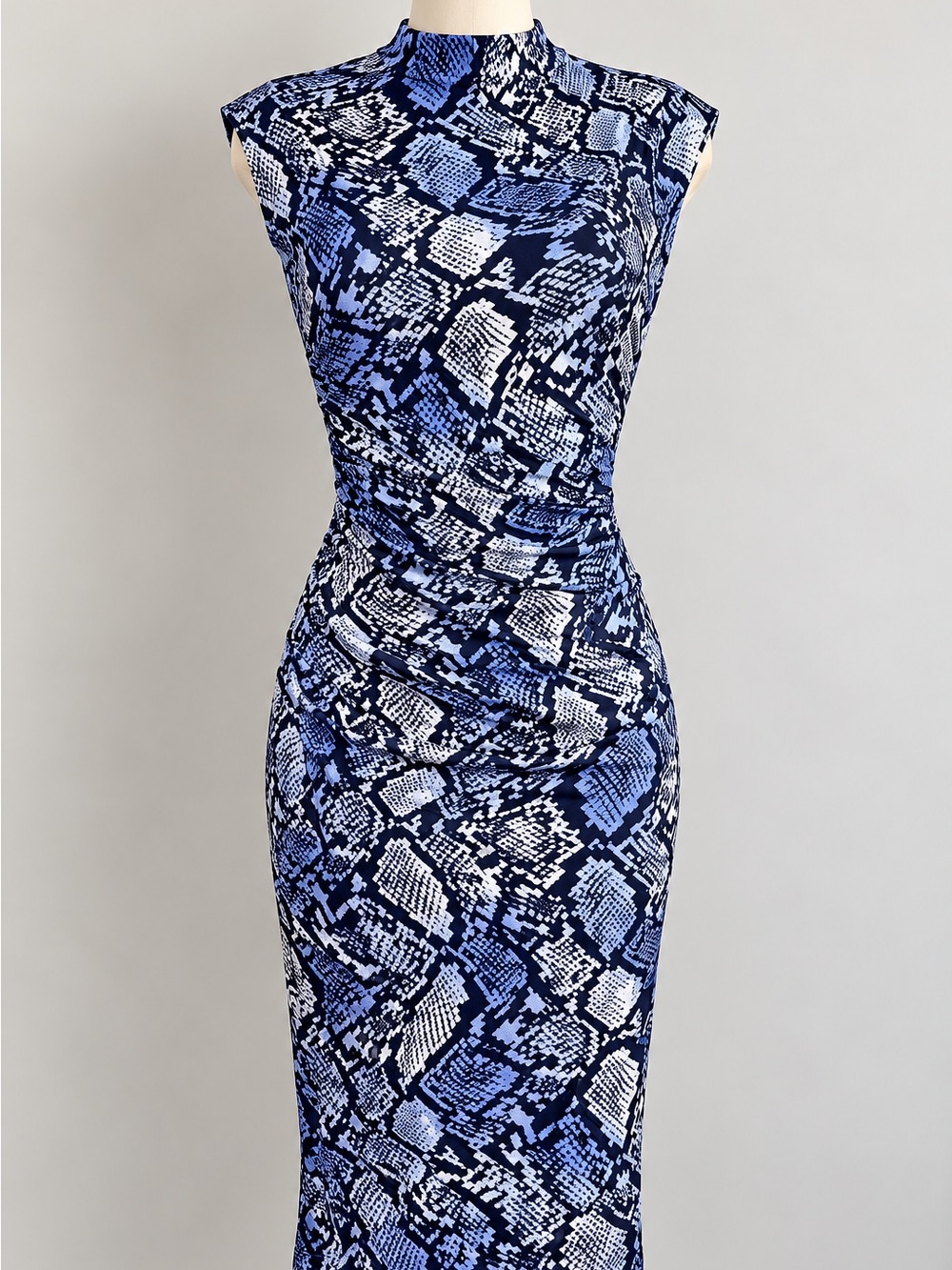 New With Tags Worthington Blue and White Snake-Print Midi/Maxi Dress